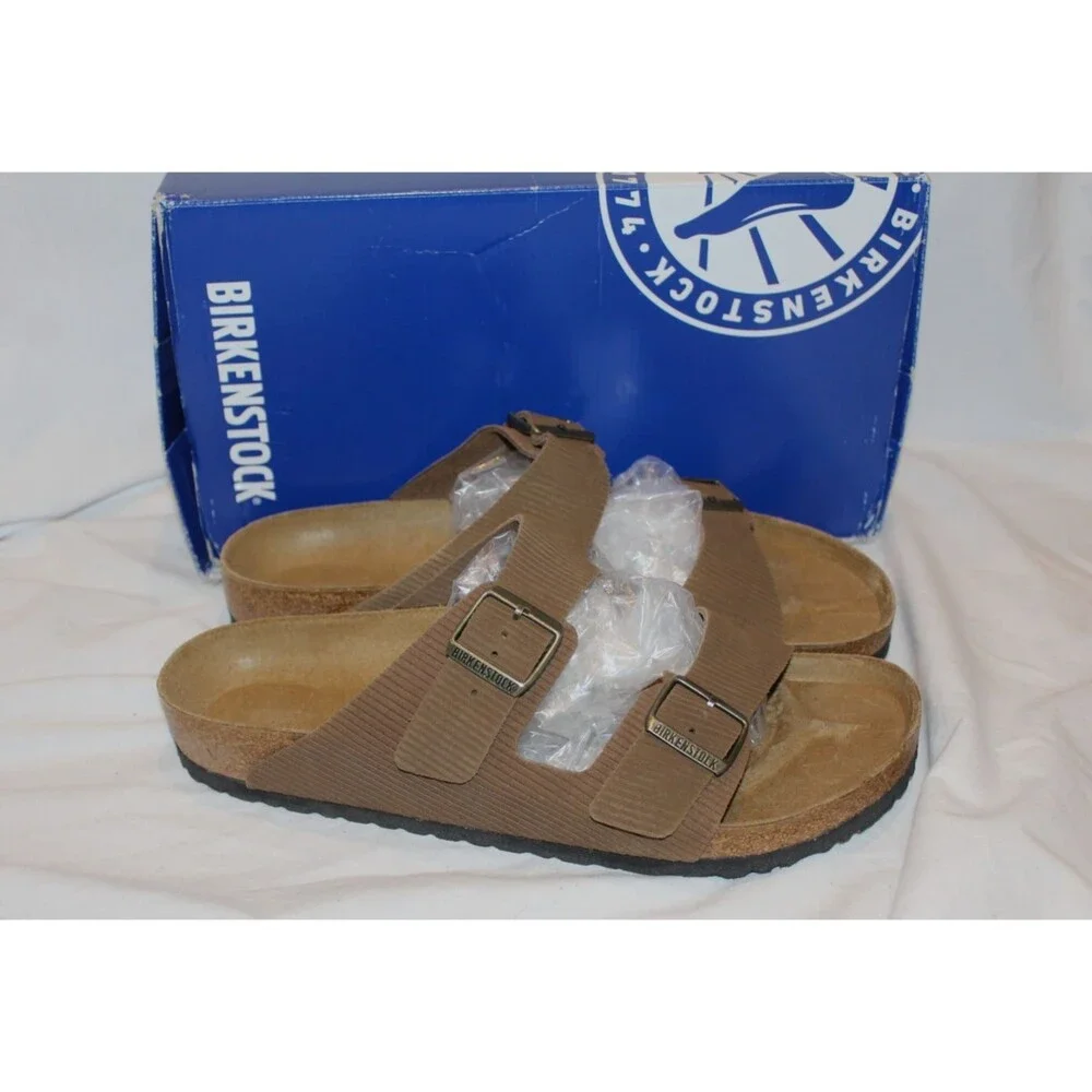 BIRKENSTOCK MEN'S ARIZONA CORDUROY DARK TEA‎ REGULAR SANDALS EU 46 NIB